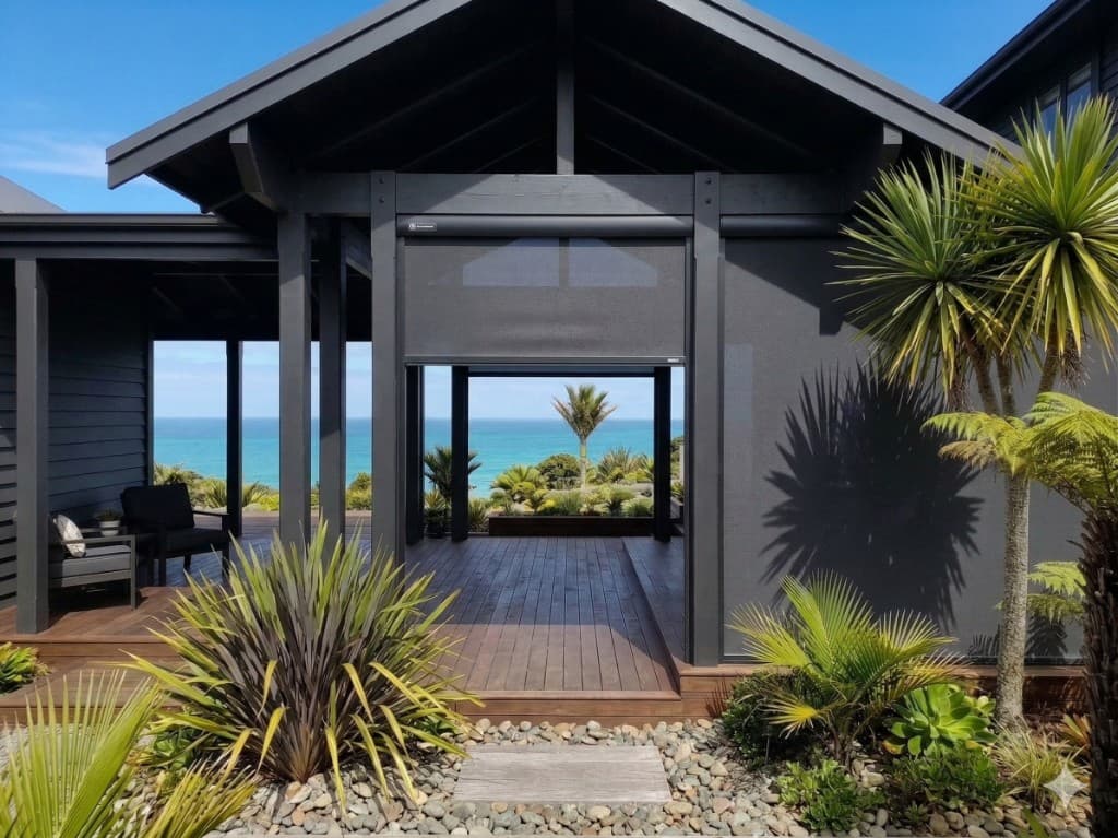 Custom outdoor zip blind on a NZ patio